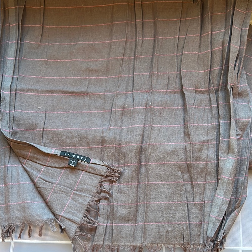 Theory grey striped scarf
